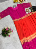 Beautiful Mysore Silk with Jacqaurd Demanded Dual tone Mysore Silk Saree Gown
