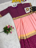 Beautiful Mysore Silk with Jacqaurd Demanded Dual tone Mysore Silk Saree Gown