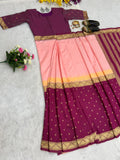 Beautiful Mysore Silk with Jacqaurd Demanded Dual tone Mysore Silk Saree Gown