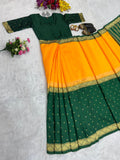Beautiful Mysore Silk with Jacqaurd Demanded Dual tone Mysore Silk Saree Gown