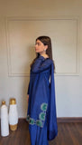 Latest Designer American Silk Top Farshi Plazo And Dupatta Set