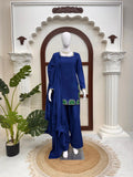 Latest Designer American Silk Top Farshi Plazo And Dupatta Set