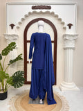 Latest Designer American Silk Top Farshi Plazo And Dupatta Set