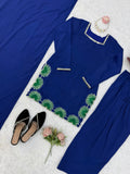 Latest Designer American Silk Top Farshi Plazo And Dupatta Set