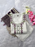 Khadi Cotton with Beautiful Embroidery Stitched Salwar Kameez