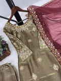 DESIGNER READY TO WEAR COLLECTION 3 PIECE FANCY KURTI WITH BEAUTIFUL BOTTOM AND DUPATTA