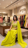 BEAUTIFUL 3 PIECE WITH REAL MIRROR WITH EMBROIDERED BLOUSE SKIRT AND LONG SHRUG