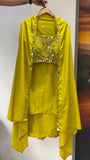 BEAUTIFUL 3 PIECE WITH REAL MIRROR WITH EMBROIDERED BLOUSE SKIRT AND LONG SHRUG