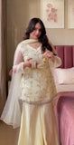 Latest Designer Heavy Crunchy Georgette Silk Top  Sharara Plazzo And Dupatta