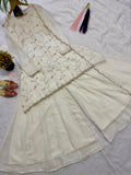 Latest Designer Heavy Crunchy Georgette Silk Top  Sharara Plazzo And Dupatta