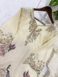 DESIGNER BEADS WITH SEQUENCE EMBROIDERY WORKED TOP PLAZZO SUIT WITH DUPATTA