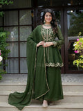 New Designer Party Wear Top  Plazzo And Dupatta With Heavy Crunchy Silk Material