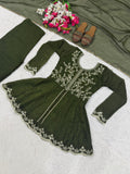 New Designer Party Wear Top  Plazzo And Dupatta With Heavy Crunchy Silk Material