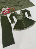 New Designer Party Wear Top  Plazzo And Dupatta With Heavy Crunchy Silk Material