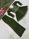 New Designer Party Wear Top  Plazzo And Dupatta With Heavy Crunchy Silk Material