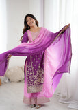 Latest Designer Shaded Chinon Silk Top Plazzo And Dupatta Set