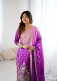 Latest Designer Shaded Chinon Silk Top Plazzo And Dupatta Set