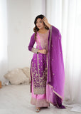 Latest Designer Shaded Chinon Silk Top Plazzo And Dupatta Set