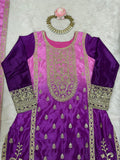 Latest Designer Shaded Chinon Silk Top Plazzo And Dupatta Set