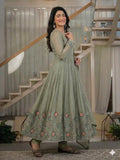 Designer Party Wear Anarkali Suit With Heavy Crunchy Silk Material
