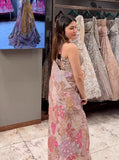 Designer Premium Tabby Silk With Beautiful Print And Beautiful Sequins Work With Beautiful Real Mirror Work