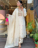 Beautiful Chinon Stitched Salwar Kameez with Embroidery work