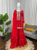 Latest Designer Faux Georgette Sharara Set With Sequnce Work