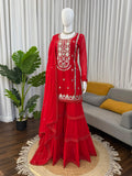 Latest Designer Faux Georgette Sharara Set With Sequnce Work