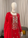 Latest Designer Faux Georgette Sharara Set With Sequnce Work