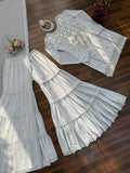 Latest Designer Faux Georgette Sharara Set With Sequnce Work
