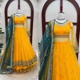 Soft Net with Thread with Sequence with Gota patti Lace Work Beautiful Set