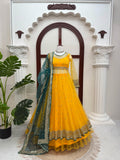 Soft Net with Thread with Sequence with Gota patti Lace Work Beautiful Set