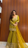 New Designer Party Wear & Festival Look Pure Printed Chinon Silk Top-Blouse & Palazzo With Dupatta set