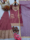 New Designer Party Wear & Festival Look Pure Printed Chinon Silk Top-Blouse & Palazzo With Dupatta set