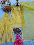 New Designer Party Wear & Festival Look Pure Printed Chinon Silk Top-Blouse & Palazzo With Dupatta set