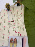 Latest Designer Heavy Pure Cameric Cotton Top Farshi Pant And Dupatta Set