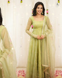 Designer Anarkali Suit In New Fancy Style With Tabby Organza With Bids Hand Work and Embroidery Work
