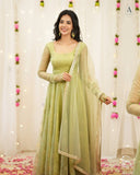 Designer Anarkali Suit In New Fancy Style With Tabby Organza With Bids Hand Work and Embroidery Work