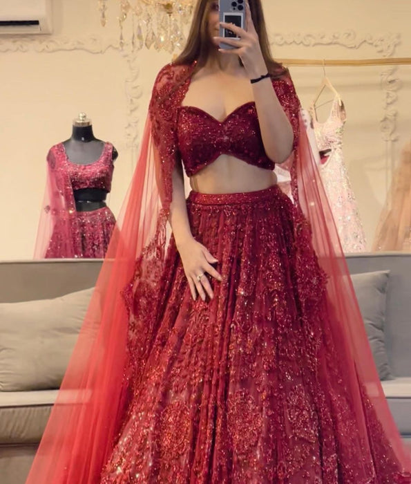 Premium Soft Net Embellished With Beautiful Glitter Dori Work With Beautiful Heavy Sequins Work Lehenga Choli