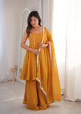 Latest Designer Crunchy Silk Top Bottom And Dpatta Set