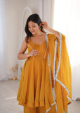 Latest Designer Crunchy Silk Top Bottom And Dpatta Set