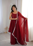 Latest Designer Crunchy Silk Top Bottom And Dpatta Set