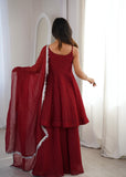 Latest Designer Crunchy Silk Top Bottom And Dpatta Set