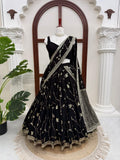 Latest Designer Foux Gorgette Party Wear Lehenga Saree