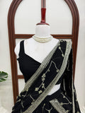 Latest Designer Foux Gorgette Party Wear Lehenga Saree