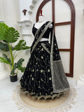 Latest Designer Foux Gorgette Party Wear Lehenga Saree