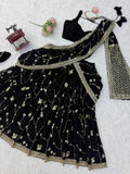 Latest Designer Foux Gorgette Party Wear Lehenga Saree