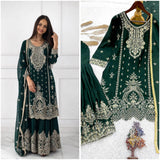 Latest Designer Ready To Wear Collection 3 Piece Fancy Top With Beautiful Sharara And Dupatta