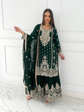 Latest Designer Ready To Wear Collection 3 Piece Fancy Top With Beautiful Sharara And Dupatta