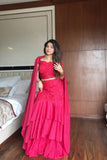 FRENCH CRAPE RUFFLED LAYERED LEHENGA CHOLI SET
